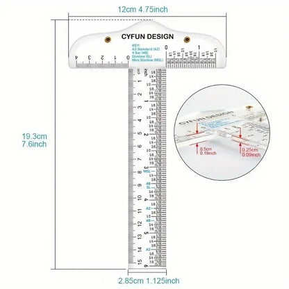 Acrylic T-Square Ruler, Precision 6 & 12 Acrylic T-Square Ruler, Perfect Alignment Tool for Crafting, Cardmaking, and Scrapbooking, Measuring Marking Tool, Office School Supplies