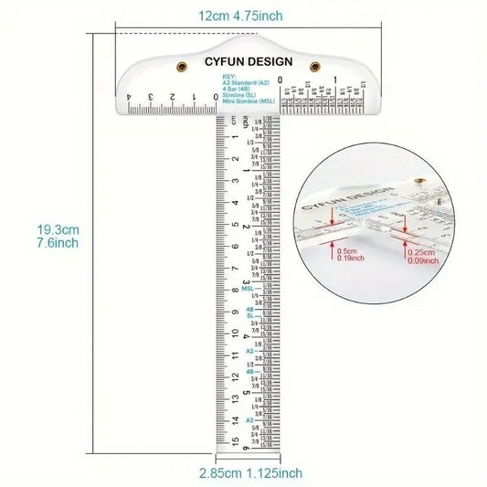 Acrylic T-Square Ruler, Precision 6 & 12 Acrylic T-Square Ruler, Perfect Alignment Tool for Crafting, Cardmaking, and Scrapbooking, Measuring Marking Tool, Office School Supplies