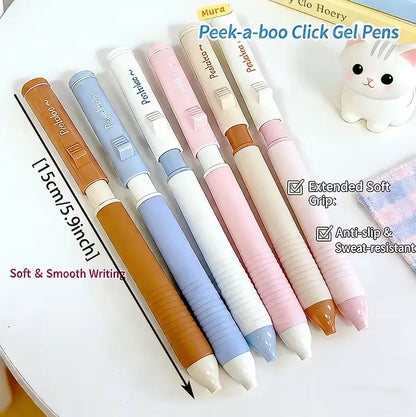 Noluck 6pcs Cute Kitten Click Ballpoint Pens, 0.5mm Black ST Refills, Quick-Drying Click Mechanism, Smooth Writing, Office Stationery, Office Accessories, College Supplies, Teenage Girls Gifts