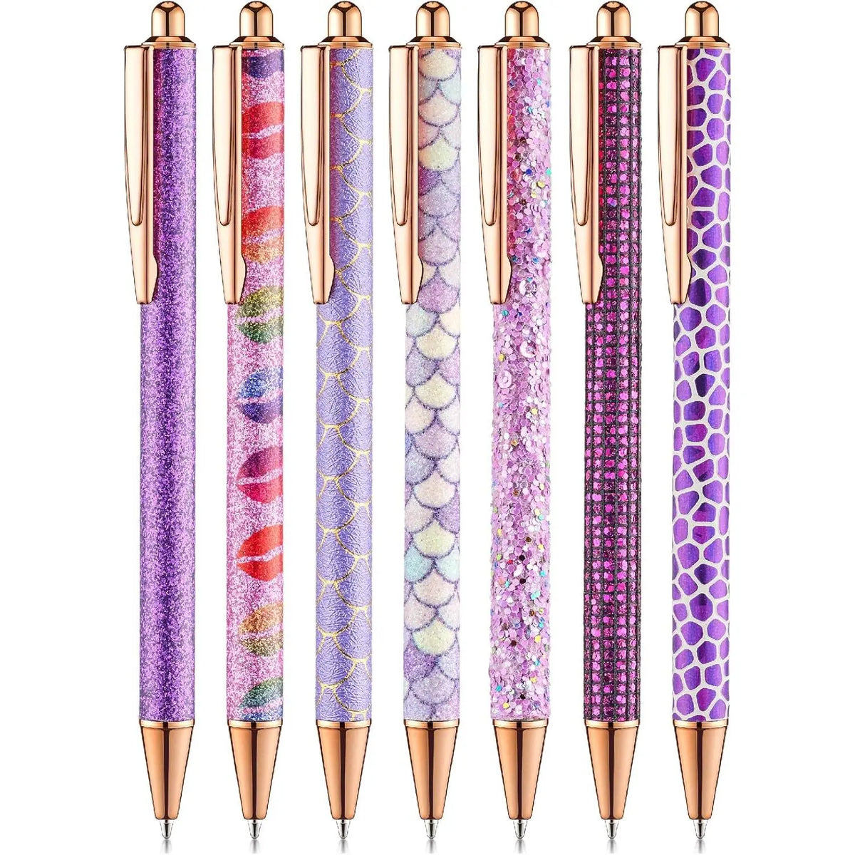 Mr. Pen Women's Rose Gold Reverie Cute Style Pens & Refills - 7 Retractable 1.0mm Gel Ink Ballpoint Writing Tools, 10 Extra Refills for Journaling (Office Stationery), Retractable Tip