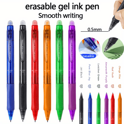 Fine Writing Instruments • 6 Plastic Erasable Pens • 0.5Mm Pointed Needle • Plastic Grip Design for Improved Grip Comfort • 6 Colours to Choose From • Easy to Erase Water Pen for Drawing Writing • Student Stationery • Back to School Supplies