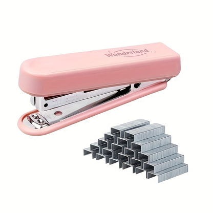 Morandi Color Durable ABS Mini Stapler - Desktop Stapler with 1000 Staples, Effortless Stapling, Compatible with No. 10 Staples, Portable Design