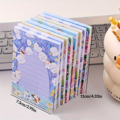 Dreamy Garden Oil Painting Notepad for Students, 50 High-Quality Floral Memo Sheets for Notes And Reminders