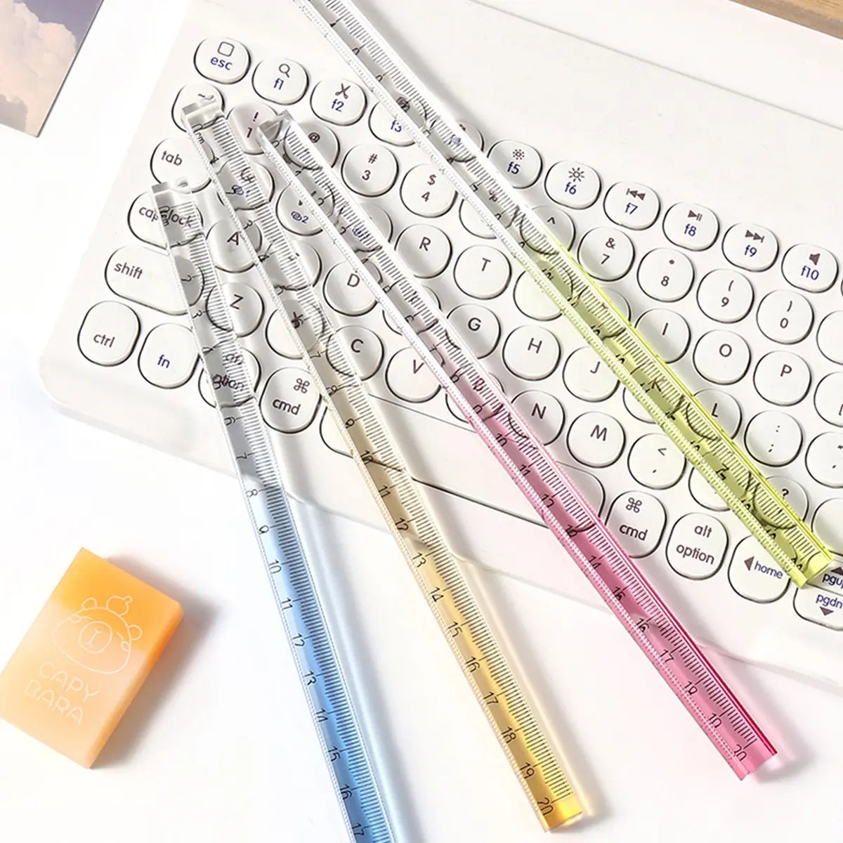3/5Pcs Gradient Transparent Ruler, Measuring Instrument, 20cm Length, Square Edge Thickened Design for Strength and Durability, Clear Accurate Measurement Scale, Smooth Edges, Portable, Suitable for Study, Drawing, Office and Daily Measuring