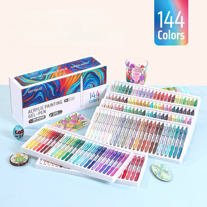Languo 144 Color Gel Pen Set, Multi-Color Stationery for Students, Ideal for Hand Drawing and Creative Projects, Non-Disposable Writing Tools, Ink Gel Pens