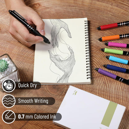 Mr. Pen- Retractable Gel Pens, 8 Pack, Vibrant Barrels, Fast Dry, Colorful Ink Gel Pens Fine Point 0.7mm