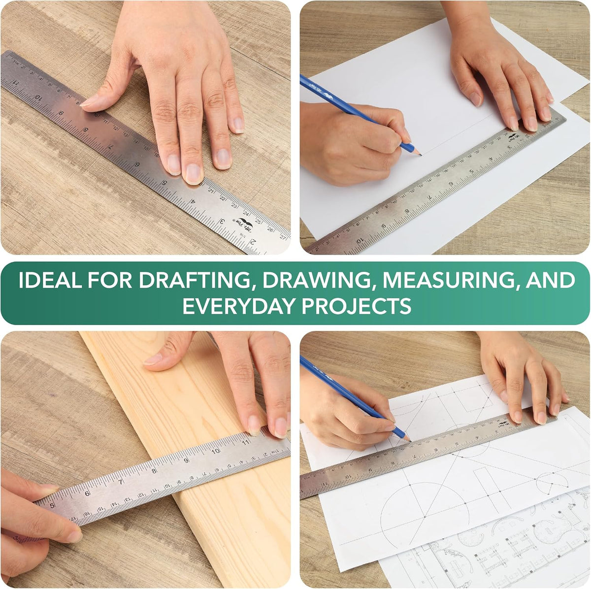 Mr. Pen- Metal Ruler with Non-Slip Cork Back, 12 Inch
