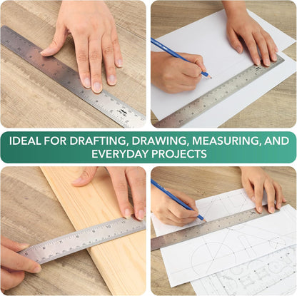 Mr. Pen- Metal Ruler with Non-Slip Cork Back, 12 Inch