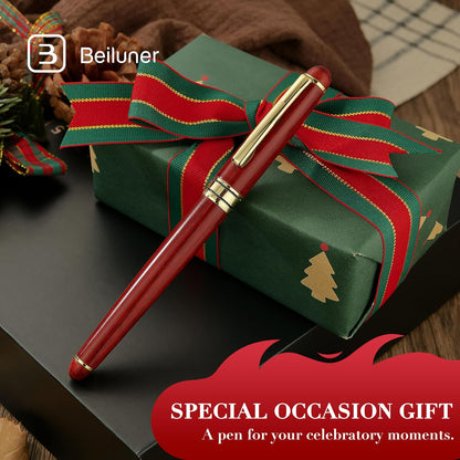 BEILUNER Wood Rollerball Pen Set, Elegant, Rosewood with Gold Finish