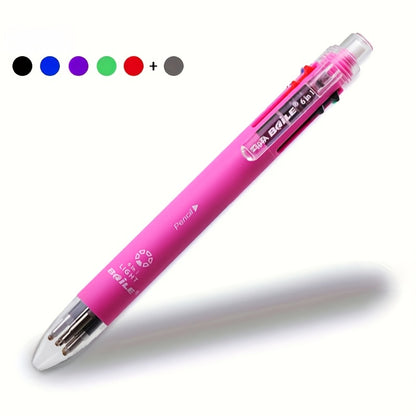 1pc 6-In-1 Multicolor Ballpoint Pens 5-Color Ballpoint Pen 1pc Automatic Pencil with Eraser for Office Writing Supplies Stationery School Supplies, And Teacher Gifts (5-Color Ballpoint Pen And 1pc Automatic Pencil Lead = 6-In-1)