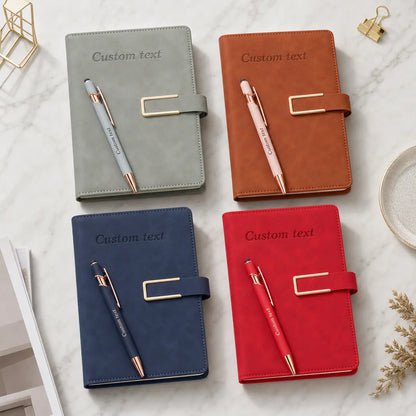 Personalized A5 Journal Notebook 2-Piece Set - Portable Note Taking Tool, Office Stationery, Back to School Haul Supplies with Notebook & Pen, Ideal for Students, Gifting Option