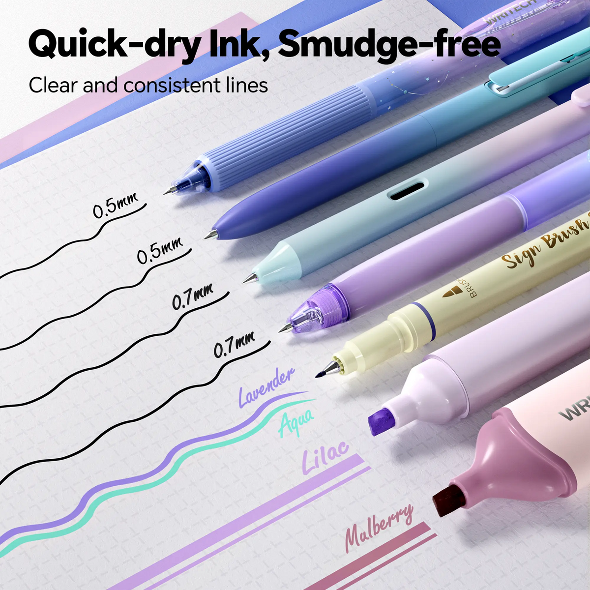 WRITECH Gel Pens Highlighters Journaling: Aurora Wonderland Pen Set, Black Ink Pens Pastel Highlighters Brush Pens, Smooth Writing Drawing No Bleed, Gift for Students,Friends and Family.