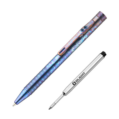 OKNIFE B1 Ti Titanium Unique Pen - Ingenious Clip-Action Mechanism, Lightweight Minimalist EDC Items, Smooth Writing Pen for Adults, Office Working Tasks, Father's Day Gifts with 2 Refills toolupgrade