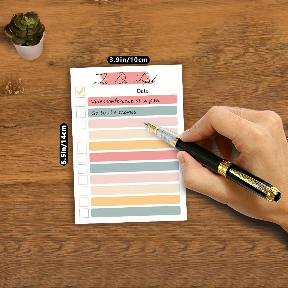 1pc with Four Designs, 50 Sheets of a To-Do List Notepad - Daily Planner Notebook, Measuring 5.5 by 3.9 Inches, Tear-Off Notepad, Portable, Suitable for Office Use, a Great Gift for The Workplace, Task List Organizer, School Supplies