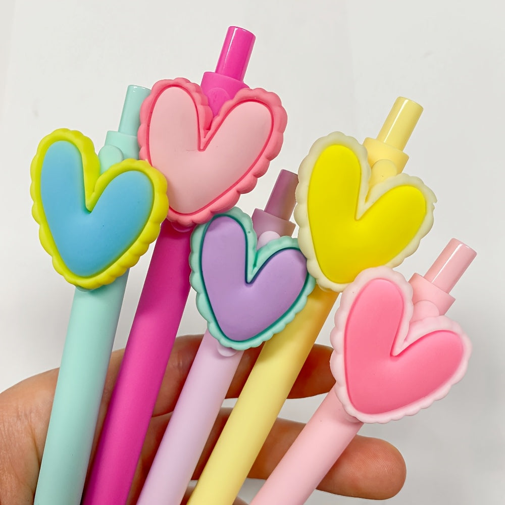 [Gel Pen Heart-Shaped Pens] 5/10pcs Gel Pen Heart-Shaped Pens, Black Ink 0.5Mm, Suitable for Weddings, Parties, Office Stationery, Coworker Teacher Birthday Gifts, Random Styles