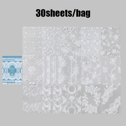A Notebook with 30 Sheets of Office Stickers, Made of PET Material, Featuring a Lace Museum Series with Lace-Themed Stationery And Decorative Stickers for Various Occasions, Suitable As Gifts for Holidays And Birthdays