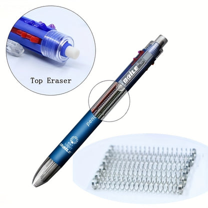 1pc 6-In-1 Multicolor Ballpoint Pens 5-Color Ballpoint Pen 1pc Automatic Pencil with Eraser for Office Writing Supplies Stationery School Supplies, And Teacher Gifts (5-Color Ballpoint Pen And 1pc Automatic Pencil Lead = 6-In-1)