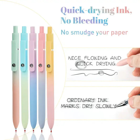 5pcs 0.7mm Retractable Rainbow Clip Colorful Gel Pens & Refills Set - Press-Type, Quick Dry Ink, Gradient Body, Minimalist Clip, Gift Box, School Supplies, Office Stationery for Students, Adults (Thanksgiving, Family, Colleagues Gifting)