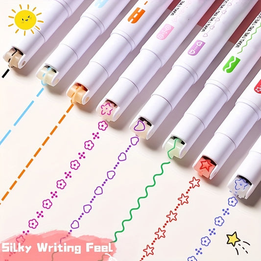 Floral Outline Pen Curve Pen Handcraft Curve-Shaped Floral Colored Pen Journal Roller Scalloped Pen Hand-Copying Report Special Pen