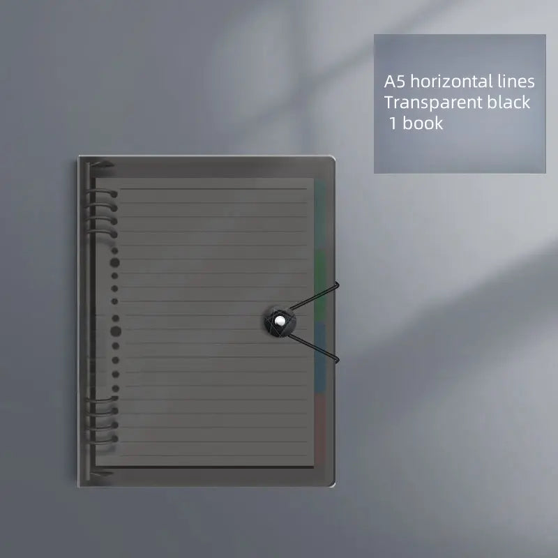 A5/b5 Loose-Leaf Notebook with Removable Metal Clip, 60 Pages of Ruled Paper, One-Button Design for Easy Refills, Refillable, Ideal for Office, Meetings, Study, Notebook for work