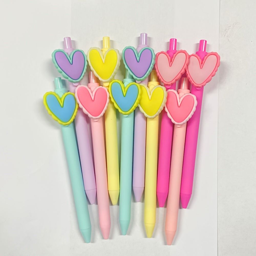 [Gel Pen Heart-Shaped Pens] 5/10pcs Gel Pen Heart-Shaped Pens, Black Ink 0.5Mm, Suitable for Weddings, Parties, Office Stationery, Coworker Teacher Birthday Gifts, Random Styles