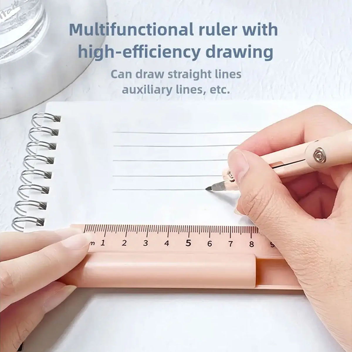 1 multi-functional PVC compass, ruler and pencil - a 3-in-1 measurement and drawing tool, Measuring Instrument suitable for elementary school students, applicable to school, home and office