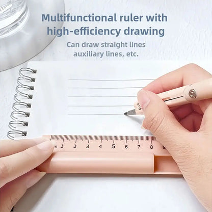 1 multi-functional PVC compass, ruler and pencil - a 3-in-1 measurement and drawing tool, Measuring Instrument suitable for elementary school students, applicable to school, home and office