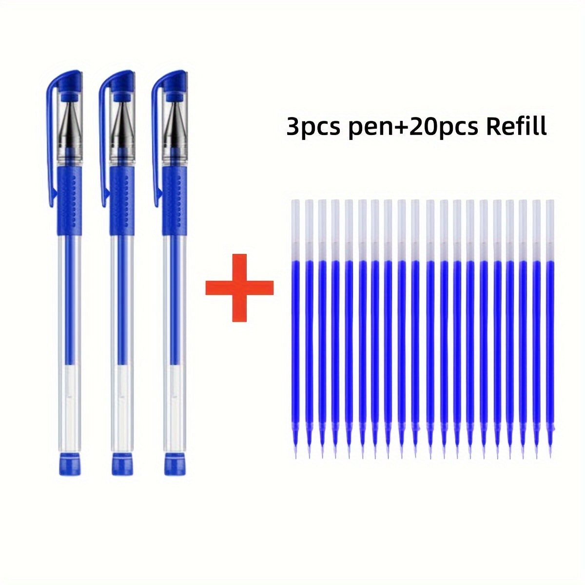 [Business Sign Pens] 23pcs [3pcs Pen And 20pcs Refills] Business Sign Pens Blackcollege High School Students Office Stationery Examination Water Pen Needle Head 0.5Mm Neutral Pen