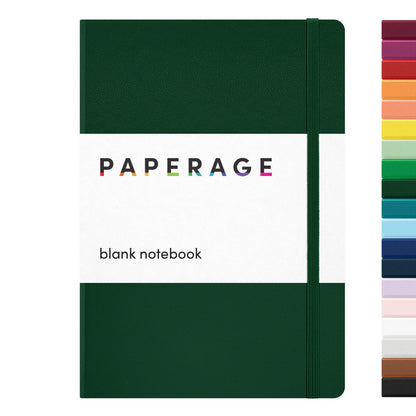PAPERAGE Blank Hard Cover Notebook - 5.6"x8", 100 GSM Thick Paper, Leather Cover, Elastic Band, Dotted Junk Journal Supplies, Junk Journal Aesthetic Sketchbook (Office Stationery)