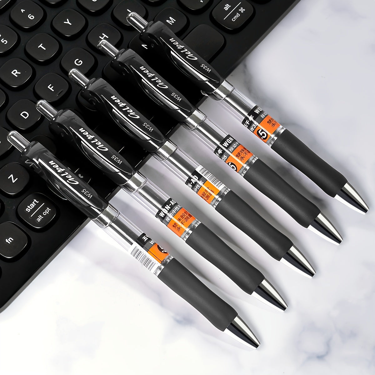 WQN 3/6/12pcs Black Quick  Press Gel Pen 0.5mm Rollerball Pen Black Ink Visible Ink Conference Office Pen Simple Back to School Season