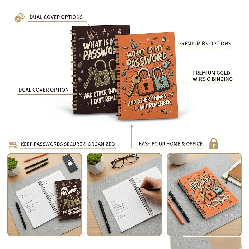 Password Keeper Notebook (2 Styles) - Internet & Computer Login Organizer | With Alphabetical Tabs, Spiral Bound for Home/Office, Website Username Password Tracker