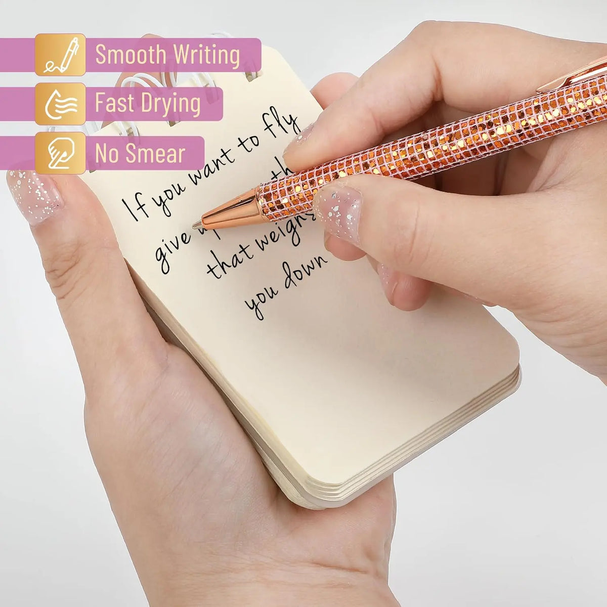 Mr. Pen Women's Rose Gold Reverie Cute Style Pens & Refills - 7 Retractable 1.0mm Gel Ink Ballpoint Writing Tools, 10 Extra Refills for Journaling (Office Stationery), Retractable Tip
