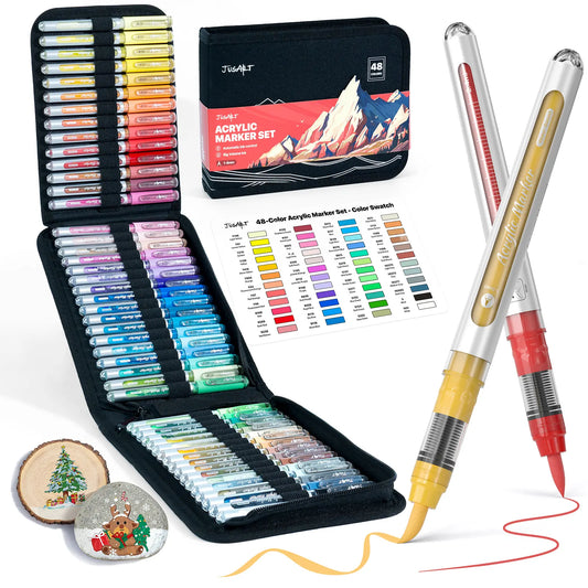 Back to school shopping JusArt Opaque Acrylic Markers Set (108/72/48/36 Colors, Painting Bag Gift Pack), Waterproof Brush Tip Art Sets, Premium DIY Painting Supplies for Multiple Surfaces, School Supplies back to school haul supplies