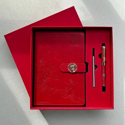 Chinsikol Chinese-Style Hardcover Business Notebook Journal Gift Set, Aesthetic Notebook, Orchid Embossed Springtime Design, Ideal for Notes and Meetings #GLOBAL PICKS