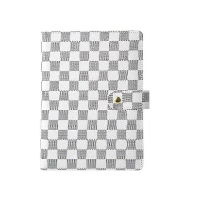 A5 Grid Brown Faux Leather Modern Plaid Study Notebook, Detachable Refillable Inner Pages, Multi-Functional Storage Organizer, Ideal for Work Task Management