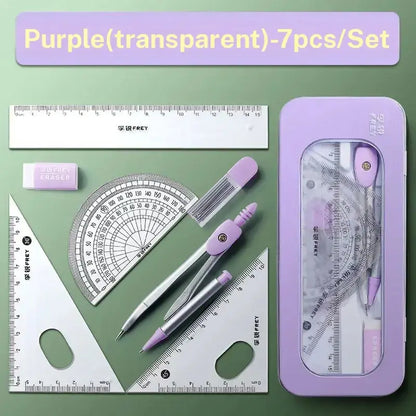 Compass & Ruler Set, Measuring Instrument, 7 Counts/set Including Compass & Measuring Ruler& Eraser & Lead, School Supplies for Students, Office Supplies