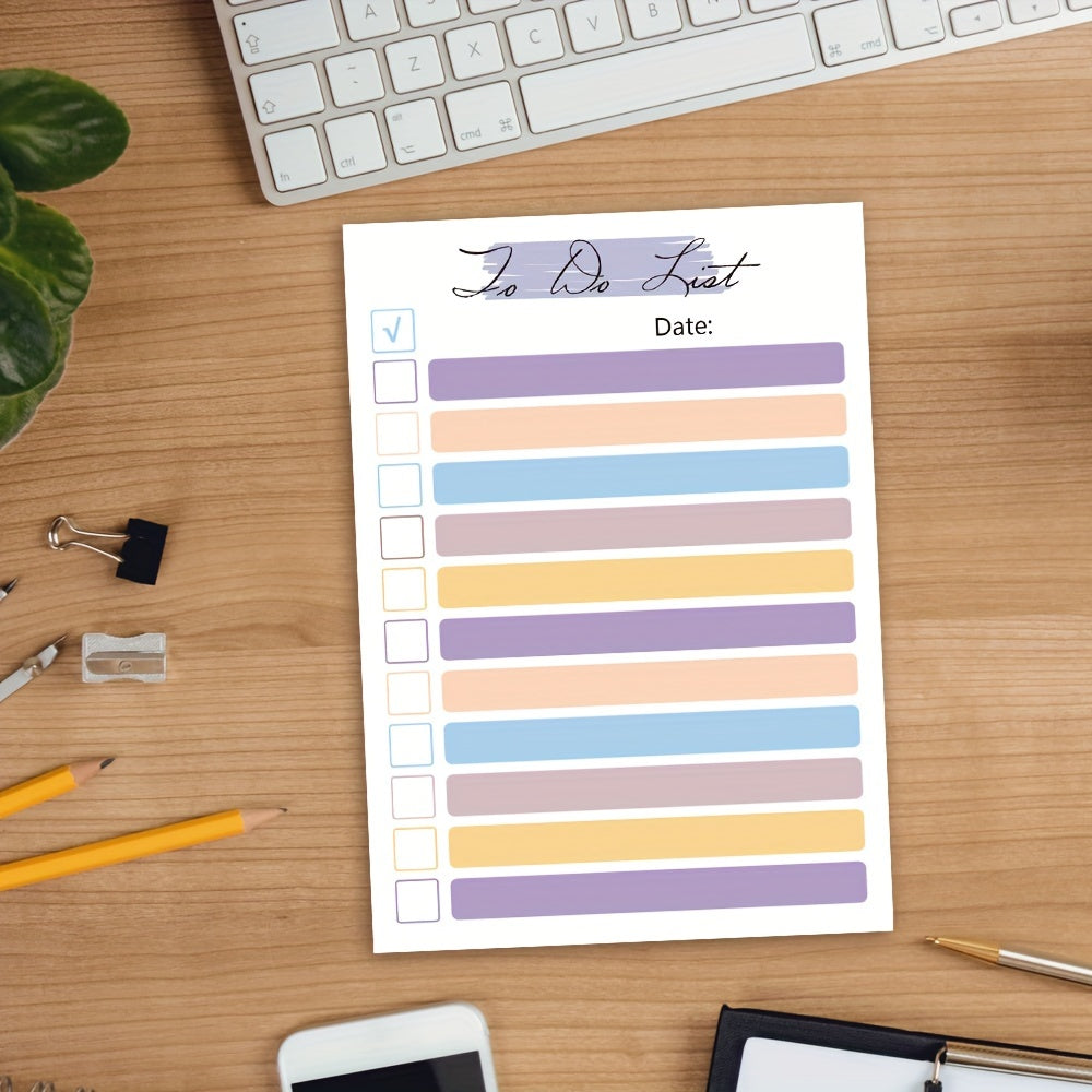 1pc with Four Designs, 50 Sheets of a To-Do List Notepad - Daily Planner Notebook, Measuring 5.5 by 3.9 Inches, Tear-Off Notepad, Portable, Suitable for Office Use, a Great Gift for The Workplace, Task List Organizer, School Supplies
