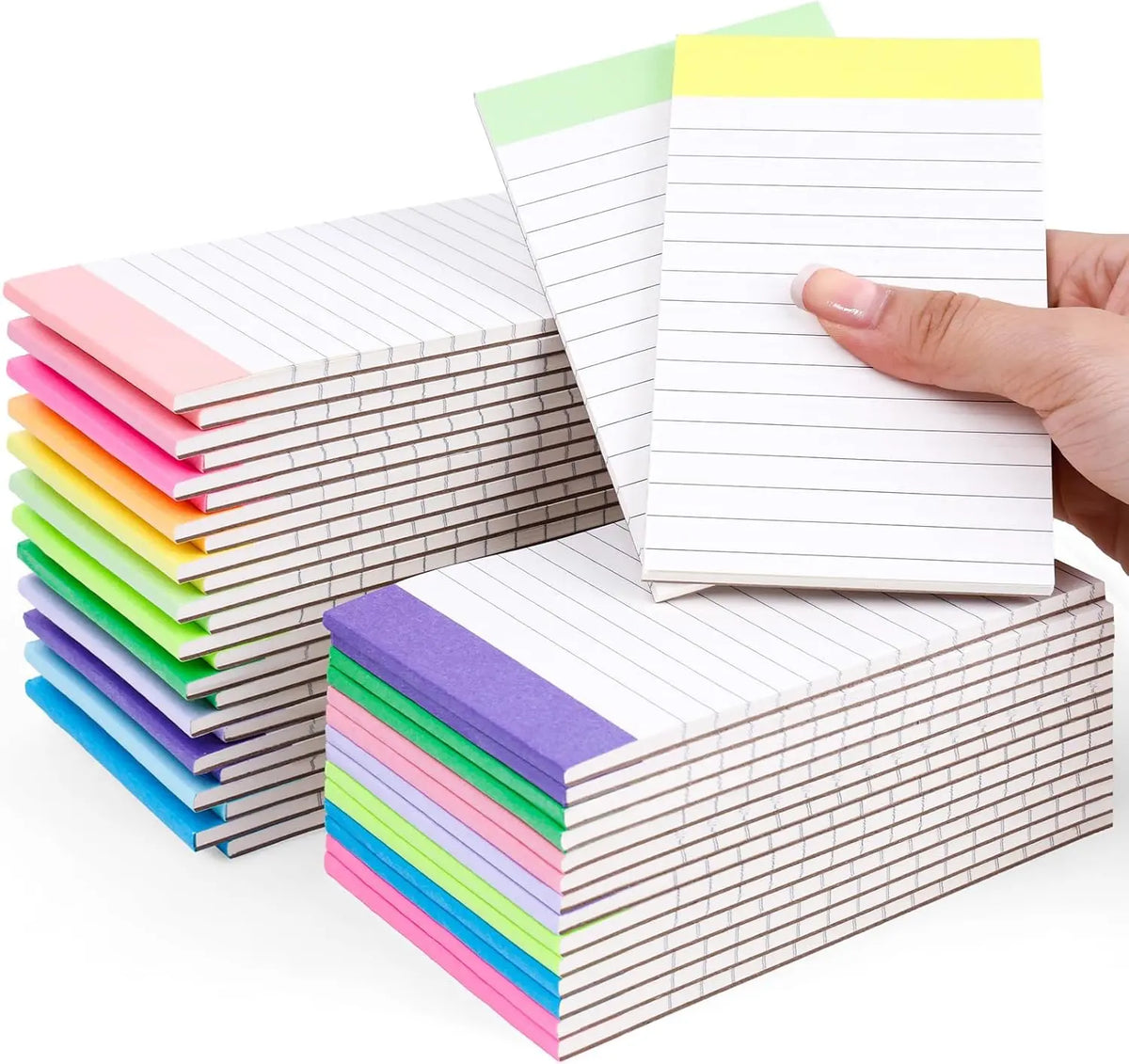 Oleitodh 3 x 5 Inch-48 Pack Portable Lined Mini Memo Pads, 80GSM Paper, 30 Sheets Per Pad, Rainbow Notepads for Nurses, Pocket Notes, Office Use