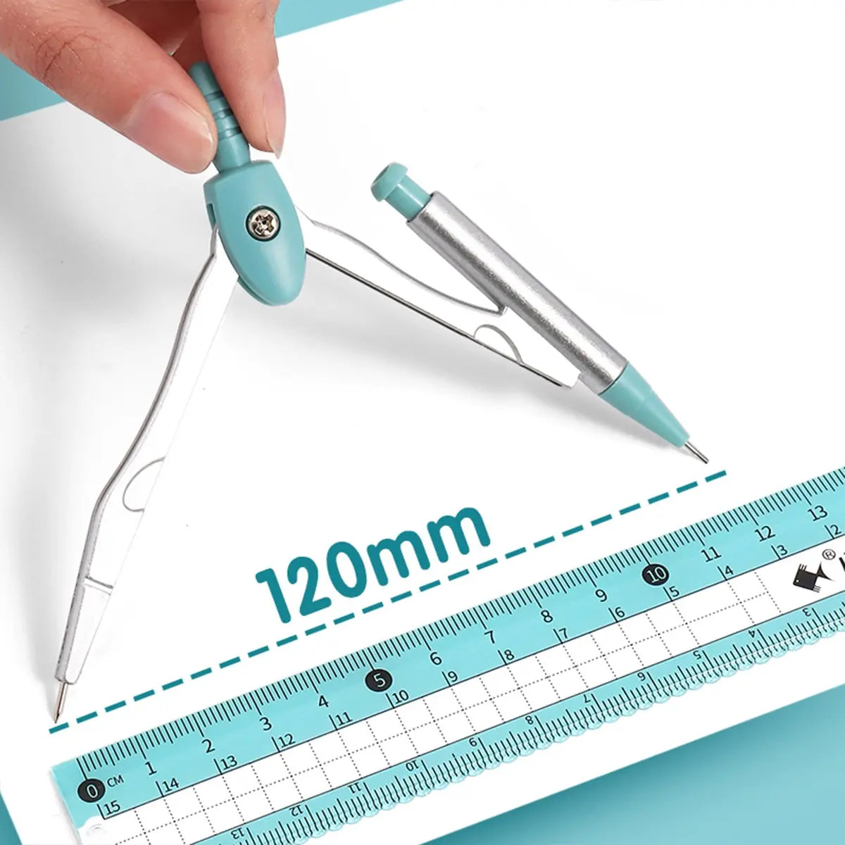 1Pc/2Pcs Geometry Tool Set with Metal Case, 7-Piece Drafting Kit Including Compass, Protractor, Straight Ruler, Triangle Rulers, Eraser and Lead Refills, Accurate Portable Measuring Tool, Measuring Instrument for Drawing, Design, Math and Office Use
