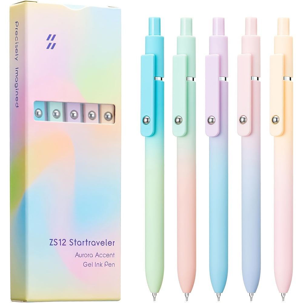 Aurora Gradient Retractable Gel Pens for Writing, 0.5mm Black Ink Quick Dry Gel Pens, Luxury Business Office Gift, Back to School, Valentine's Day Wedding Party Gift Stationery Supplies