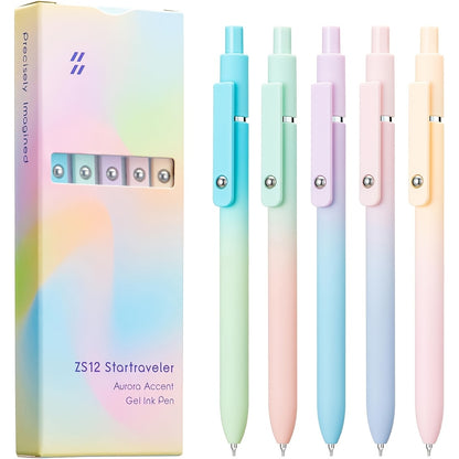 Aurora Gradient Retractable Gel Pens for Writing, 0.5mm Black Ink Quick Dry Gel Pens, Luxury Business Office Gift, Back to School, Valentine's Day Wedding Party Gift Stationery Supplies