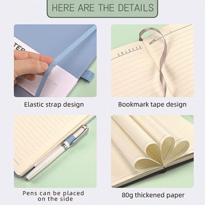 3pcs/1PCSLine Style Diary Notebook, Suitable for Both Men And Women, for Writing, Work, Leather And Hard Skin, 100 GSM Thick Paper