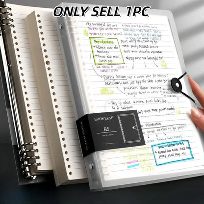 A5/b5 Loose-Leaf Notebook with Removable Metal Clip, 60 Pages of Ruled Paper, One-Button Design for Easy Refills, Refillable, Ideal for Office, Meetings, Study, Notebook for work
