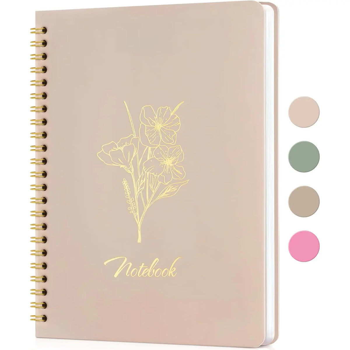 Notebooks for Work, Small Cute Beige Hardcover Spiral Journal 6x9, 100 Pages | Aesthetic College Ruled Notebooks & Writing Pads for Women, Students, Office, School,  Thick Paper