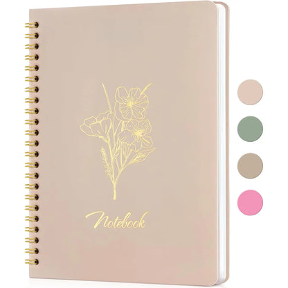 Notebooks for Work, Small Cute Beige Hardcover Spiral Journal 6x9, 100 Pages | Aesthetic College Ruled Notebooks & Writing Pads for Women, Students, Office, School,  Thick Paper