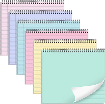 6 Packs 9.5" x 11" Landscape Note Pads College Ruled Notebooks Perforated NotePads 40 Sheets Punched Top Spiral Bound Notebooks 80GSM Lined Notepads for School,Office,Home,back to school,back to school haul,sohochic