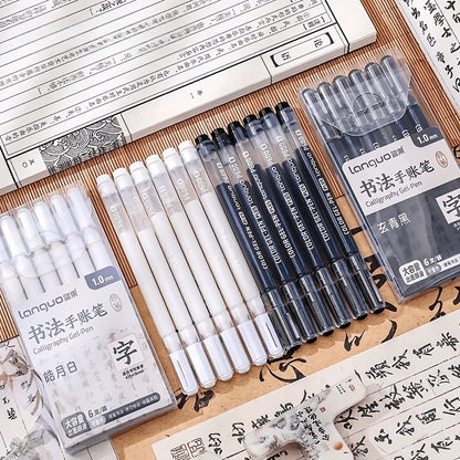 LANGUO 12PCS Black & White Gel Pens, 0.6mm & 1.0mm Fine Point Premium Ink Gel Pens, Ideal for Black Paper, Journaling, Drawing, Back to School, Art & Office Supplies