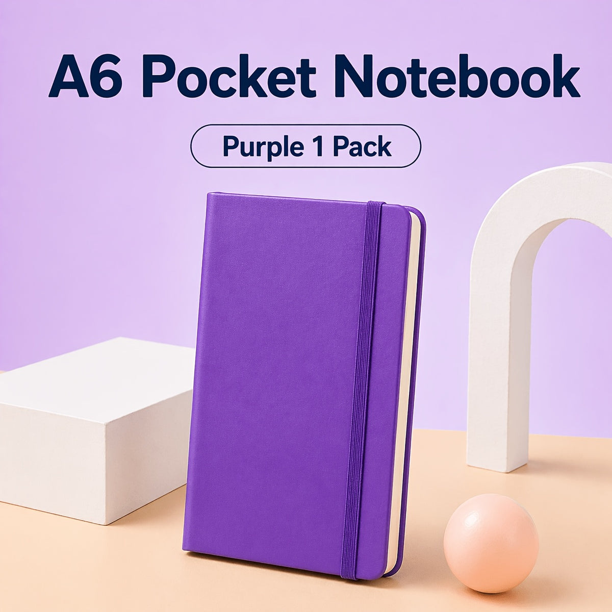 [Premium PU Leather Notebook] Pocket Hardcover Notebook A6, 84 Sheets Thick Creamy Paper, Premium PU Leather Cover, 8 Colors Available, Lined Journal with Elastic Closure for Writing Journaling Office School