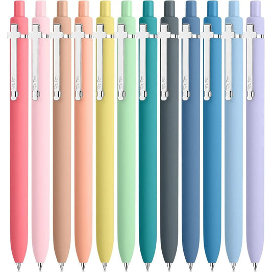 Mr. Pen Retractable Cute Gel Pens Set - 0.7mm, Set of 12, Assorted Color Ink, Pastel Barrels with Silver Cross Clips, for Journaling, College School Supplies, Office Accessories, Left- or Right-Handed Users, 12 Pack