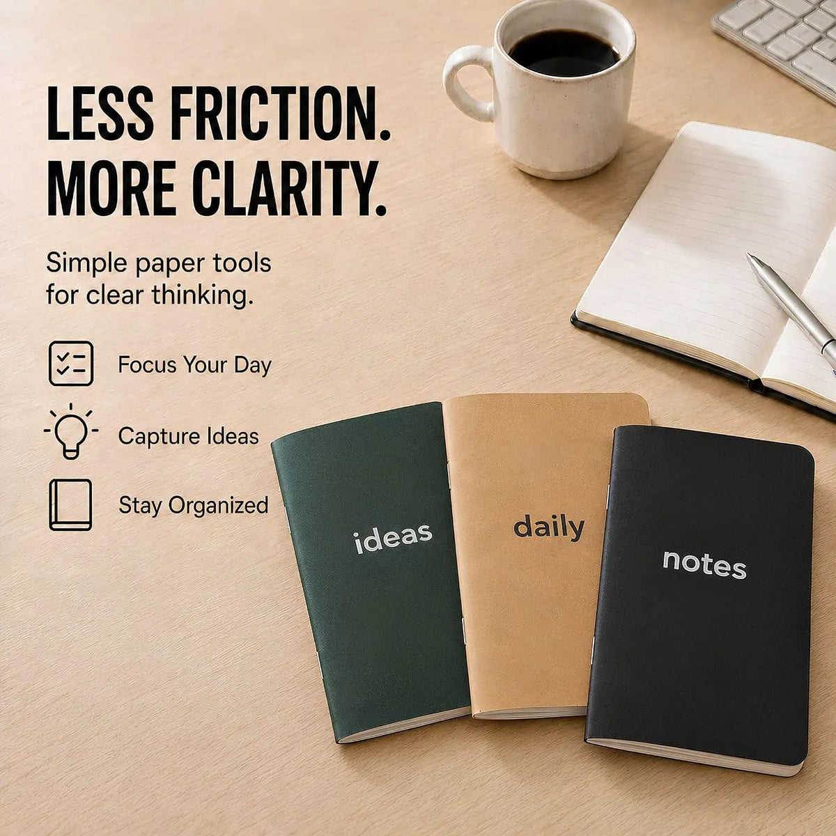 Pocket Notebooks 3 Pack  Pages Mini Notebooks 3.5x5.5 48 Pages | Notes • Daily • Ideas — Ruled, Blank & Dot Grid Pages • 100 GSM Paper • Three Notebooks, Three Purposes